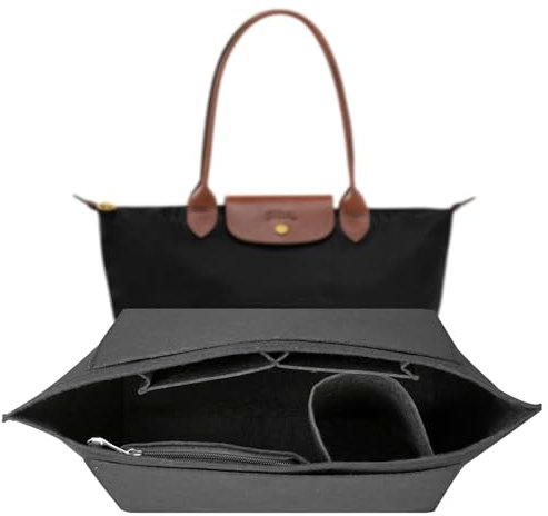 LUOJINYI Organizer für Longchamp Tasche, taschenorganizer für longchamp tasche damen, taschen organizer, longchamp tasche damen organizer, Große Kapazität Handtasche Einsatz(Schwarz, M)