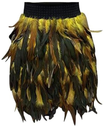 Glitzernder Rock für Damen, Karneval, Spaß, Damen-Feder, Maskerade, Bühnenkostüm, Performance-Rock, Jeansrock für Damen, gelb, 3XL
