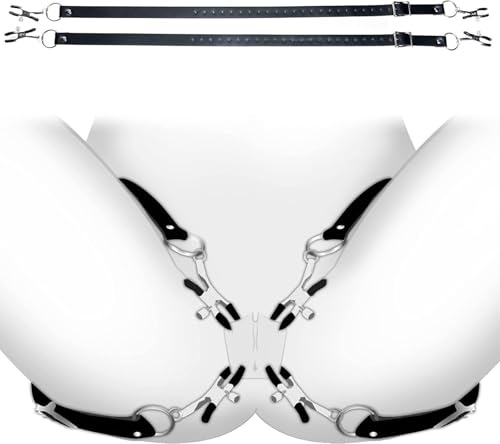 Qiyasex Nippelklemmen Schamlippen Klemmen Schamlippenspreizer Mit Verstellbarem Lederriemen,Nipple Clamps Für Frauen Und Männer Bdsm Spielzeug Für Extreme Paare Folter Sex Extrem Sklaven Werkzeug