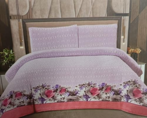 Corredocasa Completo Letto Lenzuola in Pile Coral Soffice Caldo Top QUALITA' Made in Italy- Set Sotto Sopra e Federe Fantasia Super Extra Morbido per un Caldo Inverno - Matrimoniale, Rosa Geometrico