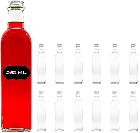 Buyglass Bottiglie per liquore ml 250 vendute in pacchi da 12 pezzi complete di tappo vite