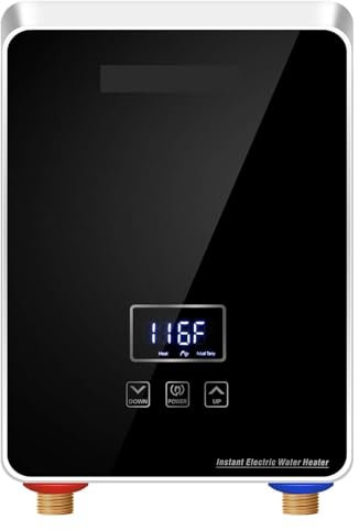 Chauffe-eau Chauffe-eau Sans Réservoir, Affichage Numérique Point D'utilisation, Chauffe-eau Électrique Instantané Avec Auto-modulation, Protection Contre La Surchauffe Économisez de l'énergie(Zwart)