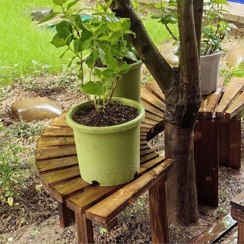 Baumbank für Umwickeln des Baumsitzes, gebogene Holzbänke, runde Gartenbank ohne Rückenlehne, 120 cm, rustikaler brauner Lattenbank-Sitzstuhl für Hinterhof, Terrasse, Veranda, Rasen(Half Round)