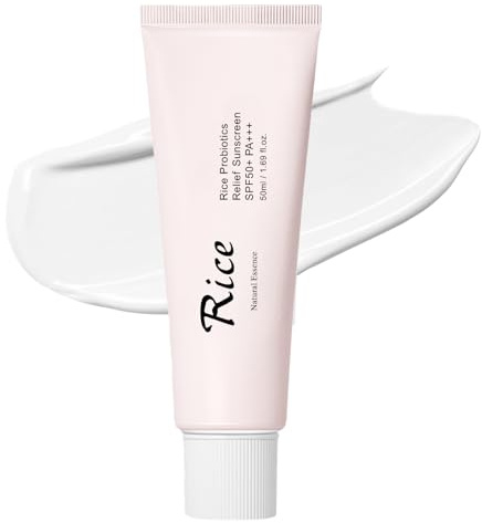 Rice Sunscreen SPF 50+, Relief Sun Rice + Probiotics SPF 50 + Sun Cream, Moisturizing Organic Suncream Factor 50 for Face Body, Korean Sunscreen, Refreshing, Lightweight, 50ml