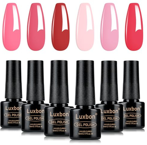 Luxbon 6 pz Smalto Gel Semipermanente Set - Colore Primaverile Set Smalto Gel di Lunga Durata, uv led Soak Off Nail Art Designs Manicure Kit 004