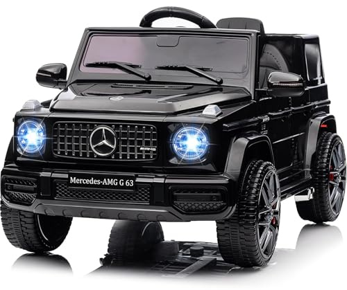 PortoAlegre Auto elettrica per bambini, 12 V, Mercedes G63 AMG, veicolo elettrico per bambini dai 3 anni in su, con telecomando da 2,4 G, controllo dei genitori, fari LED, musica Bluetooth e lettore