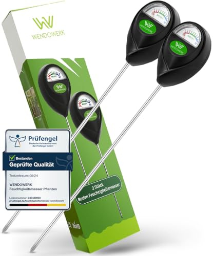 WENDOWERK® 2 Stück Extra Langer Boden Feuchtigkeitsmesser für Pflanzen 40CM [Schwarz/Schwarz] - Ohne Batterien - Verbessertes Feuchtigkeitsmessgerät Pflanzen [2026] – Premium Bodentester