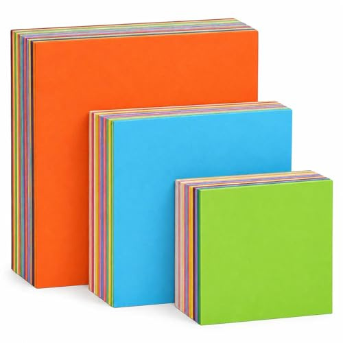 300 Feuilles de Papier Origami 70 g/m², 3 Formats 10/15/20 cm Colorés | 100 feuilles par format: 10 x 10, 15 x 15 et 20 x 20 cm; papier coloré pour origami, pliage, école et loisirs créatifs.