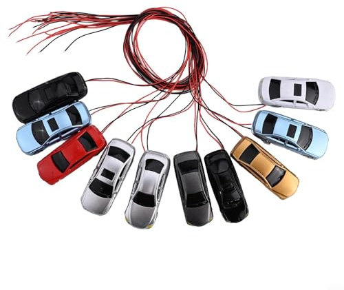 HO Scale 1:87-1:100 Model Car Train Parts Set, 10 Pieces with Built-in Lighting, Wires and Bulbs 6V, 45x16x11mm Size Compatible with HO and TT-Scale Model Railway Scenes