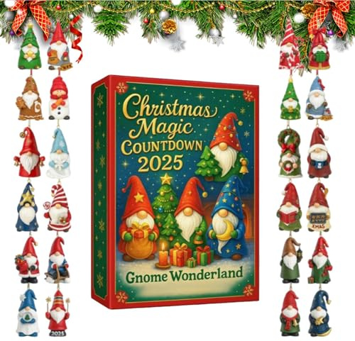 Demaxiyad Calendrier De L Avent Nain De Noël, Pendentif Gnome De Noël Pour 24 Jours, 2025 Ornement Pendentif En Acrylique 2D, Pour La Décoration De Sapin, Guirlandes