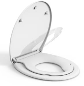 Garvee Sedile WC Commerciale - Seggiolino Bambino Integrato, Chiusura Rallentata Soft Close, Cerniere Regolabili, Sgancio Rapido - Forma O, Portata 150kg, per Bagni Pubblici