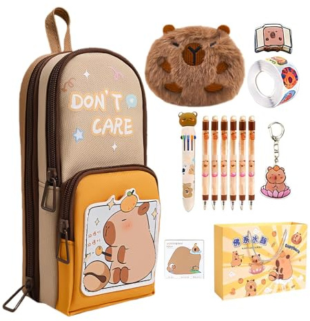 Jolie trousse Capybara – Pochette de rangement à fermeture éclair, organisateur de papeterie, support de fournitures scolaires, trousse à outils d'écriture | Jolie trousse Capybara pour enfants