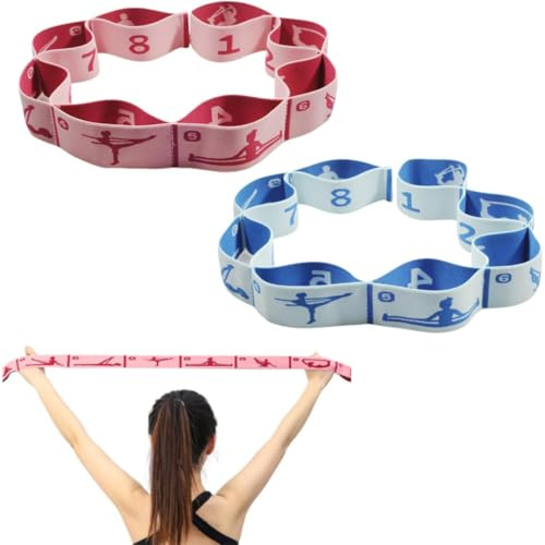 Elastici Fitness, Fascia Elastica Fitness, Elastico Pilates con 8 Fisso Loop, Cinghie Elastiche, Yoga Stretching Band, Gymnastics Stretch Band, per Pilates, Fitness, Stretching, Allenamento, Danza