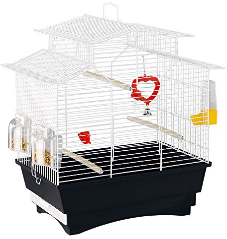 Ferplast Gabbia per Uccelli PAGODA Gabbia per Canarini, Bengalini, Cocorite, in Metallo, Accessori inclusi Posatoi Mangiatoie Girevoli, 47 x 29,5 x h 50 cm.