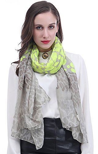 Lina & Lily Damen Schal mit Leopard Neon