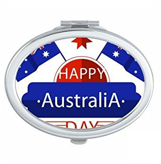 DIYthinker Australien Flavor Happy Australia Day Flagge und Stern Illustration Oval Compact Make-up Taschenspiegel Tragbare Nette kleine Handspiegel