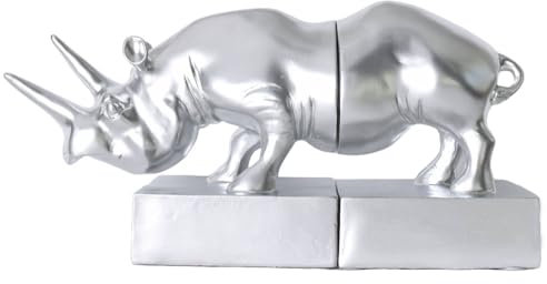Nashorn Figur Silber Buchstützen Jungle Tierfigur Buchständer Exotic cw987 Palazzo Exklusiv