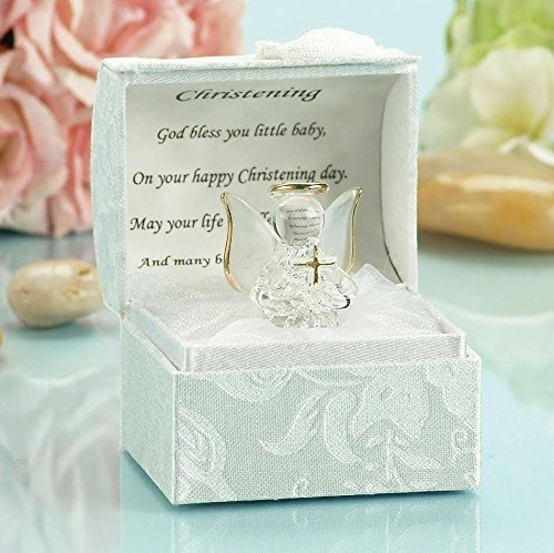 Taufgeschenk Kristall Engel mit Kreuz Taufgeschenk Andenkenbox ideal zur Taufe