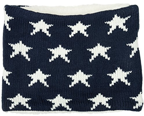 Caspar SC476 warmer Damen XL Strick Kragenschal Schal Loop Schlauchschal mit Sternen, Farbe:dunkelblau, Größe:One Size
