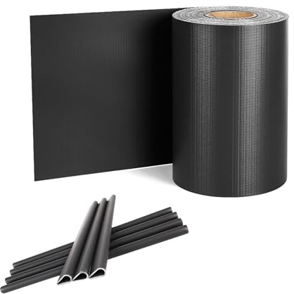 Froadp Sichtschutzstreifen PVC Doppelstabmatten Sichtschutzfolie mit Befestigungsclipse Sichtschutz Stabmattenzaun Windschutz Blickdicht Zaun für Gartenzaun Balkon(65m x 19cm, Anthrazit)