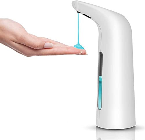 HOLIHOKY Automatic Soap Dispenser Touchless Sensor Hands Free Soap Dispenser Battery Operated Soap Dispenser 400ml Pump Electronic Drippy Liquid Soap Dispensers for Kitchen Bathroom White