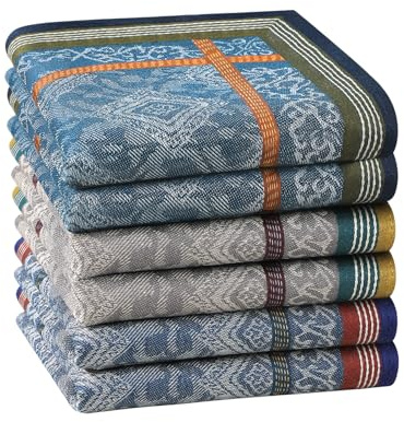 HOULIFE Hankerchieves Men, Cotton Men’s Handkerchiefs, Soft Cotton Hankies (Mixed-6 PCS)