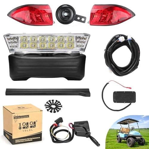 10L0L Deluxe Golf Cart Light Kit for Club Car Precedent 2004-2019, 12V Street Legal Light Kit with Headlight Taillight Turn Signals Switch Horn Brake Pad Hazard Lighting Function
