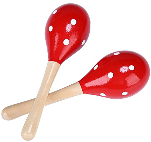 Maracas, Wooden Rumba Shaker Rattle Hand Percussion Musical Instrument for Adults Kids, Set of 2