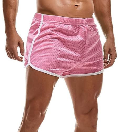 AIMPACT Mens Short Shorts 3 Inch Mesh Retro | Breathable, quick-dry, double-layer mesh, split-panel sides, drawstring, retro slim fit, for gym, swim, run, casual