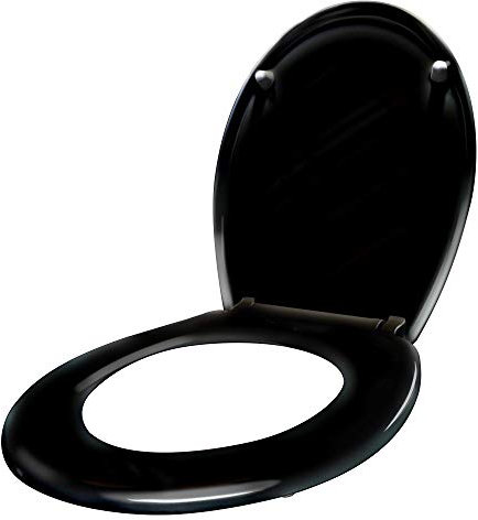 ACXIN WC Sitz mit Absenkautomatik Klodeckel mit Absenkautomatik aus Duroplast und Edelstahl, Antibakteriell, Leicht zu Reinigen, Abnehmbar (Schwarz)