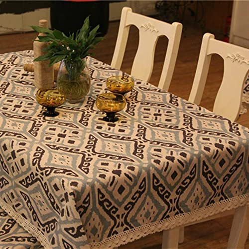 EHOMERY Tischdeckenzwinge Wachstuch Eckig Wetterfest Rauten-Plaid Tischdeckenklammern Draußen Groß Tischtuchklammer Weiß Blau Tischschutz Dekoration 140X220Cm