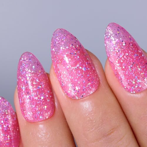 Imtiti Glitter Gel Nagellack, 1 Pcs 15 ML Heißes Rosa Glitter Gel Polish Soak Off LED U V Nail Gel Polish Nail Polish DIY Nail Art Starter Manicure Salon Gel Nagellack Kit für Frauen Mädchen