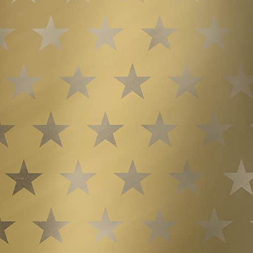 Geschenkpapierrolle XL Sternenglanz gold 70 cm x 100 m | 80 gr. / m² Weihnachtspapier Secare Geschenkpapier große Rolle | HUTNER