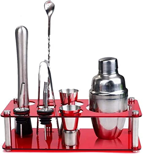 ONOTEC Kit da Barista da 9 Pezzi Set Regalo Shaker for Cocktail con Supporto, Set da Bar for la casa - Martini Shaker, Muddler, Jigger, Drink Shaker Acciaio Inossidabile 304