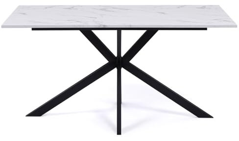 IDMarket - Table à Manger Rectangle Alix 160 cm Pied araignée Noir