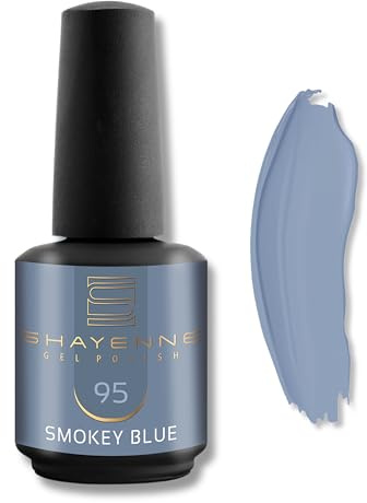 SHAYENNE UV LED Gel Nagellack 15ml - 95 Smokey Blue Blau - Made in Germany - UV Lack für Gel Nägel & Langanhaltendes Nageldesign - Studio Qualität