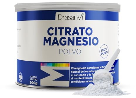 DRASANVI CITRATO DE MAGNESIO EN POLVO | Para el cansancio y la fatiga | Citrato de magnesio en polvo | Articulaciones fuertes | Sabor Neutro |200 Gr = 125 días | Magnesium Citrate