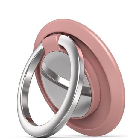 ISKIP Phone Ring Grip, 360° Rotating Phone Ring Holder, Car Mount Available, Fits for iPhone, Samsung, All Smartphones (Rose Gold)