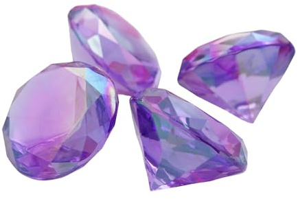 Allstarco 60mm (2-3/8) Lila Flieder AB Acryl-Diamant Confetti, 4 Stk. | Groß Deko-Schmucksteine, facettierte reflektierende Oberfläche, ideal für Hochzeit Tisch-Streudeko, Centerpieces, Vasenfüller