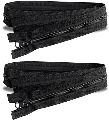 2 Stück Reißverschluss mit ZZipper Schwarz 70 cm #5 Trennende Jacken Mantel
