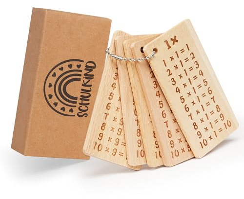 1x1 Lernkarten aus Buchenholz - Mathe-Lernhilfe für Schüler (10x5cm)