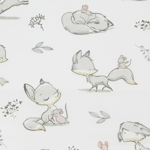 Stoff Meterware Kinderstoff Baumwollstoff - 1 Meter, Nähen, Bettwäsche, Kinder, Baby, Jungen, Mädchen, Bekleidung, Deko (Fuchs und Maus)