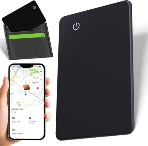 Skywin Wallet Tracker Card - Black Thin Wallet Locator Tracker Card for iOS Tracker Wallet Finder for Men and Women - Item Finders Find Keys, Phone, Wallet, Locate Anything