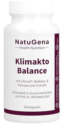 NautuGena KlimaktoBalance/Lifenol Hopfen-Extrakt (8-Prenylnaringenin)/ Rotklee- und Yamswurzel-Extrakt/Salbei und Leinsamen für die Frau / 90 Kapseln HPMC (1-Monats-Packung)