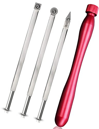 Hartmetall-Drehmeißel, 4er-Set, 21 Zoll große Drechselwerkzeuge, Holzdrehwerkzeuge für Schrupp- und Feinbearbeitung sowie Detaillierung mit Rund-/Quadrat-/Diamantschneidern, austauschbarer Griff aus