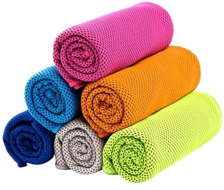 QXCFTW 6pc Gym Towels - Cooling, Sweat & Travel Towels for Neck, Yoga, Outdoor, Golf, Running, Hiking, Sports & Camping