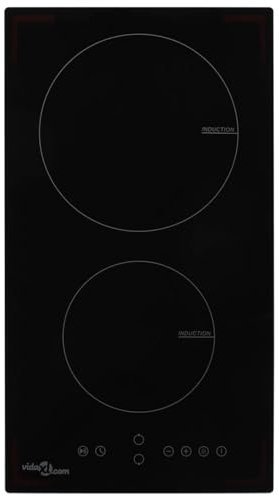 Brokky Induction Hob with 2 Burners Touch Control Glass 3500 W,Heat Indicator Black Glass Panel CookT O P with Touch Controls
