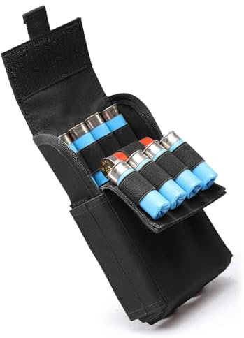 25 Schuss Schrotflinte Patronentasche,Taktische Patronenhalter für Schrotflinten Patronenhülsenhalter,Schrotflinte Beutel,Molle-Magazintasche Munitionshülle Munitionsträger für 12 Gauge/20G (Schwarz)
