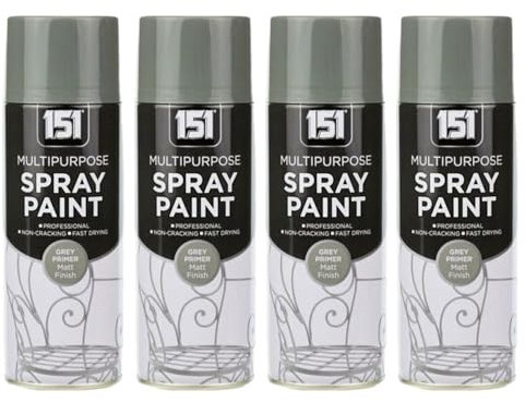 SDMAX Grey Primer Spray Paint, Fast Drying, Matte Finish, Non-Cracking, Easy To Use, Long-Lasting, Lightweight And Portable, Multipurpose DIY Use, 400ml (4PCS)