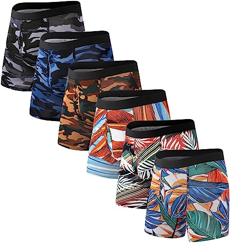 HAVVIS Boxershorts för män bambu underkläder män supermjuka andningsbara boxerkalsonger flerpack män retroshorts nya, B03 - 6-pack, XL
